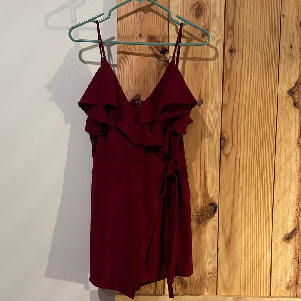 Elegant Burgundy Ruffle Romper